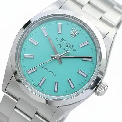 Rolex Stainless Steel Airking 14000 Turquoise