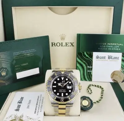 Rolex ROLEX 43mm 18kt Gold & Stainless Steel Sea-Dweller Black Dial 126603 SANT BLANC