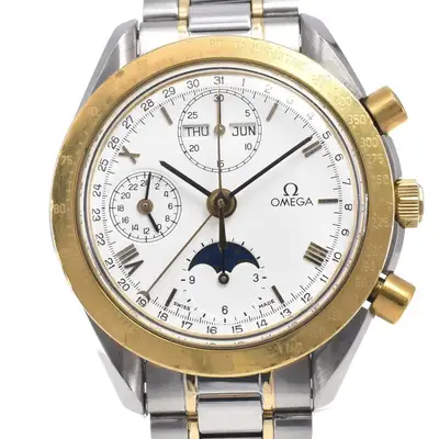 Omega Speedmaster Moonphase K18YG Bezel White