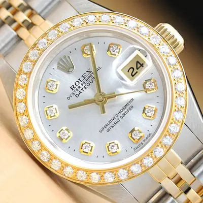 Rolex DATEJUST SILVER DIAMOND 18K YELLOW