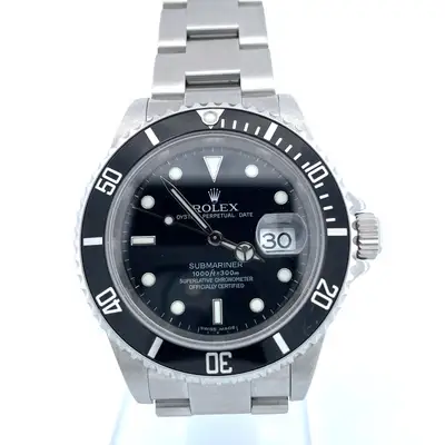 Rolex Rolex Submariner 16610 Silver Oyster Bracelet with Black Bezel