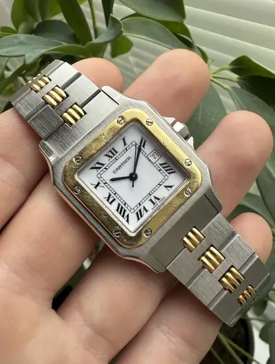 Cartier Santos Carree Godron 18k Steel