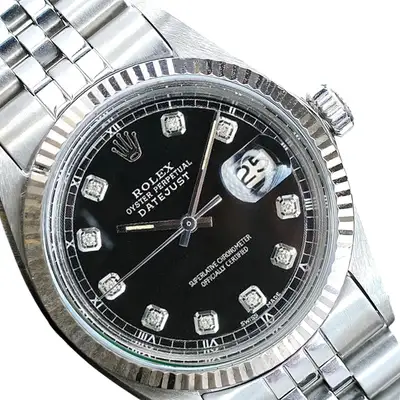 Rolex Datejust Gold SS Black Fluted