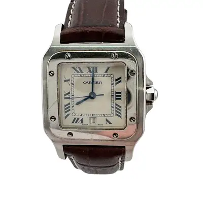 Cartier 3 hands date leather Santos