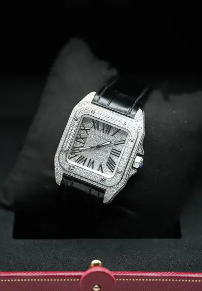 Cartier Steel Cartier Santos 100 W20126X8, Diamond