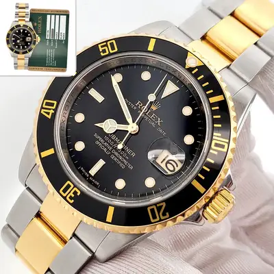 Rolex 2012 Rolex Submariner Date 16613 Yellow Gold/Steel Black Dial 40mm Watch Papers