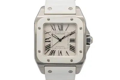 Cartier Santos 100 Midi White Rubber