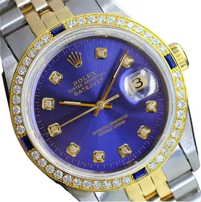 Rolex Datejust Two-Tone Blue Bezel Jubilee