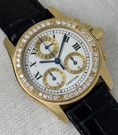 Cartier Santos Diamond Bezel Chrono 18ct