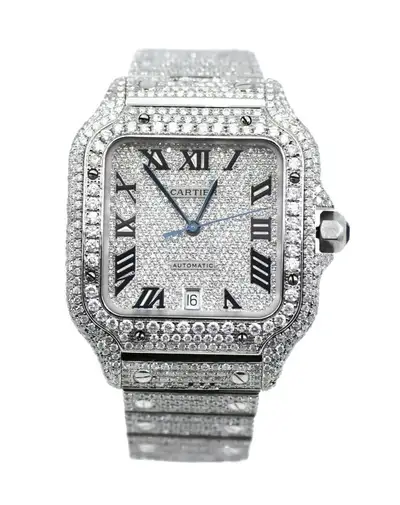 Cartier Santos Large Diamond Stainless Steel