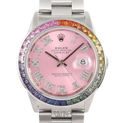 Rolex DATEJUST STEEL PINK ROMAN RAINBOW