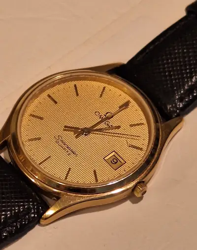 Omega Seamaster Black Leather Strap Date