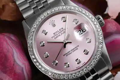 Rolex Datejust Pink Stainless Steel Diamond