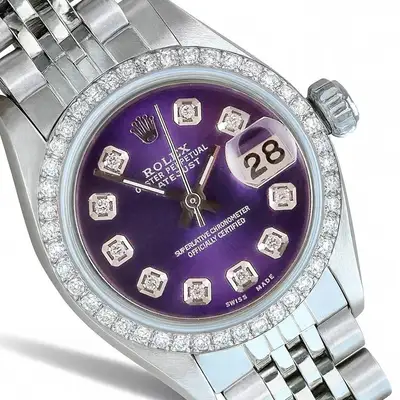 Rolex Datejust Stainless Steel Purple 0.85ct
