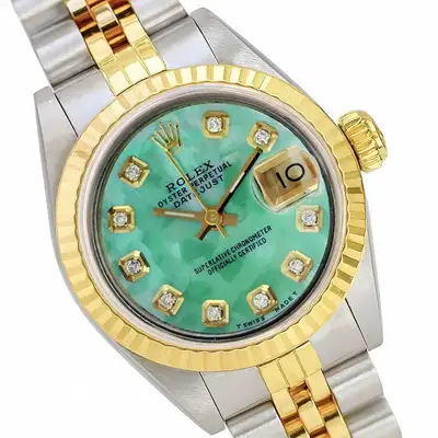 Rolex Datejust TwoTone Green Mother of