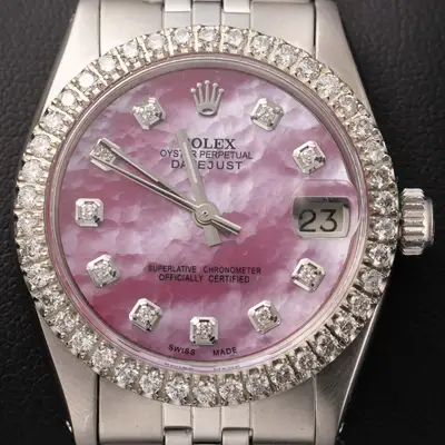 Rolex Datejust 6827 Diamond Bezel Pink