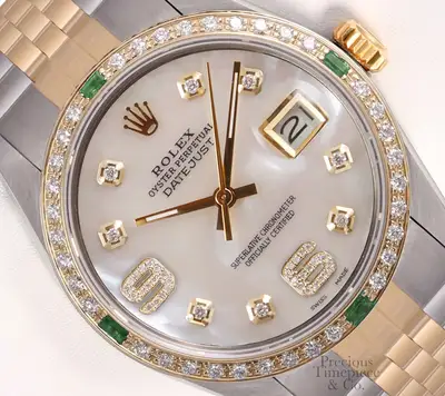 Rolex Datejust Two Tone 18k Emerald