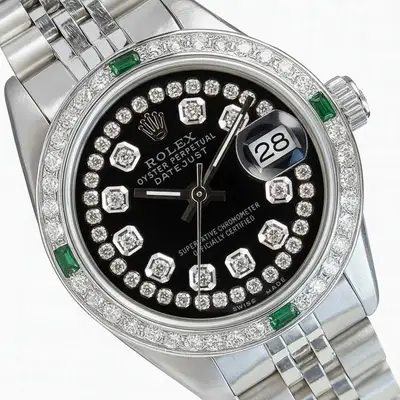 Rolex Datejust Steel Diamond Emerald Bezel