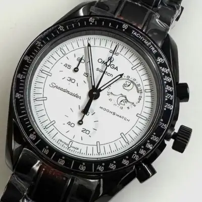 Omega Untested Omega Swatch Moonswatch Custom Black