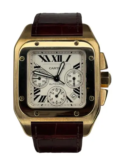 Cartier Large 18K Yellow Gold Santos