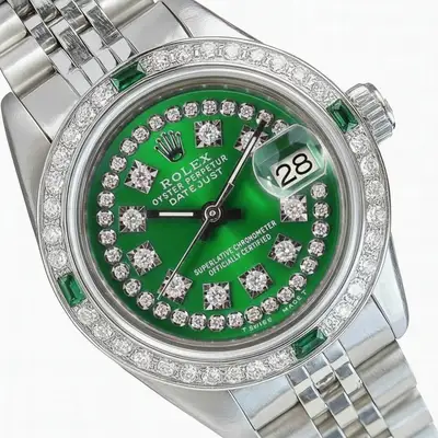 Rolex Datejust Steel Green String Diamond