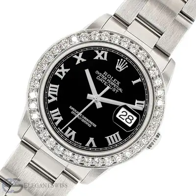 Rolex Datejust Midsize Black Roman Oyster