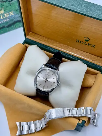 Rolex Oyster Perpetual Black Leather