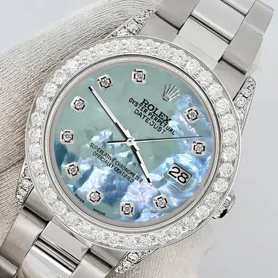Rolex Datejust 2.1ct Custom Diamond Bezel/Lugs/Tahitian