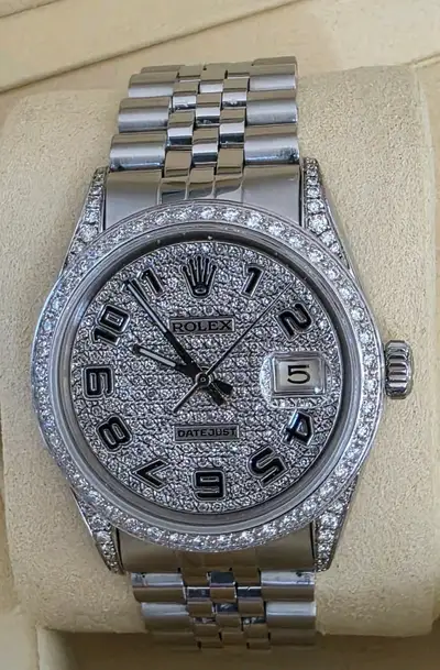 Rolex Datejust with Pave Diamond Bezel
