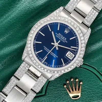 Rolex Datejust Midsize Blue 3.5ct Diamond