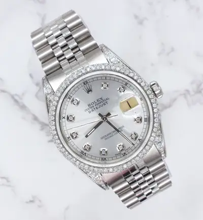 Rolex Datejust with Silver Diamond Bezel