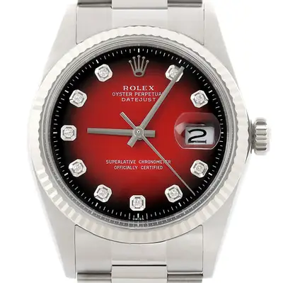 Rolex Datejust Red Vignette 18K Gold
