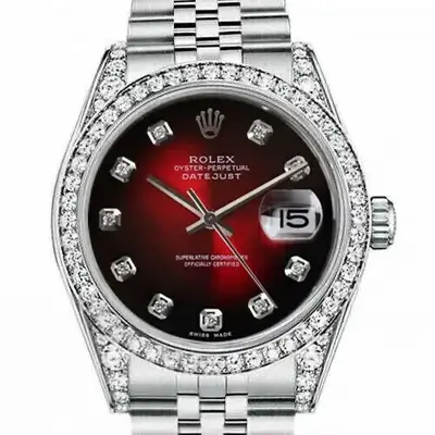 Rolex Datejust Red Vignette Steel Diamond