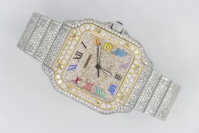 Cartier Santos WSSA0018 Custom Rainbow Roman