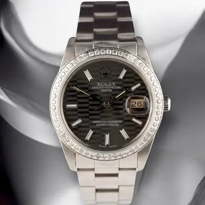 Rolex Date 1ct Grey Steel Oyster