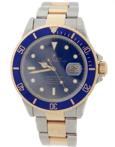 Rolex Rolex Submariner 2Tone 18k Yellow Gold Stainless Steel Watch Blue Sub Date 16803