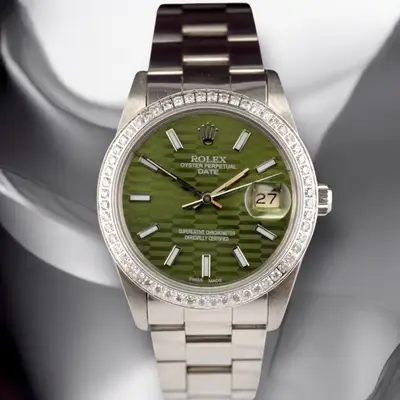 Rolex Date 1ct Green Steel Oyster