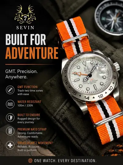 Unknown SEVIN Swiss Quartz GMT With Nylon Strap