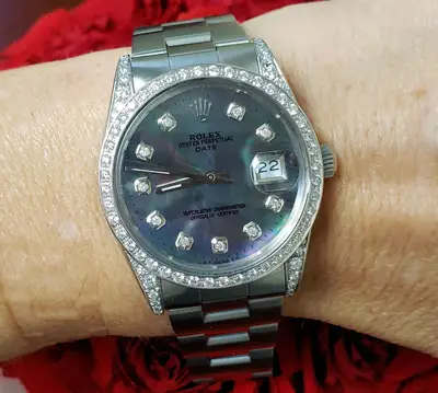 Rolex Date Stainless Oyster Diamond Black
