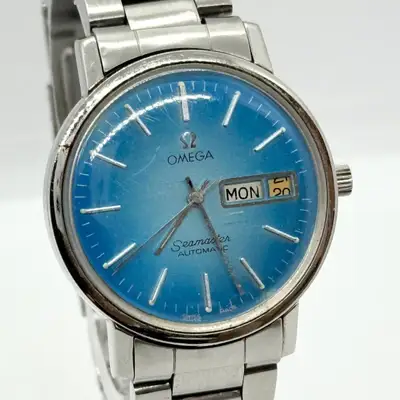 Omega Seamaster Day-Date Silver Blue Auth