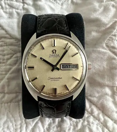 Omega Seamaster Cosmic Day/Date Black Leather
