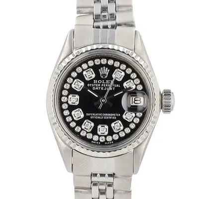 Rolex Datejust 14KW Steel Black Fluted