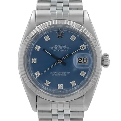 Rolex Datejust Gold Fluted Bezel Blue