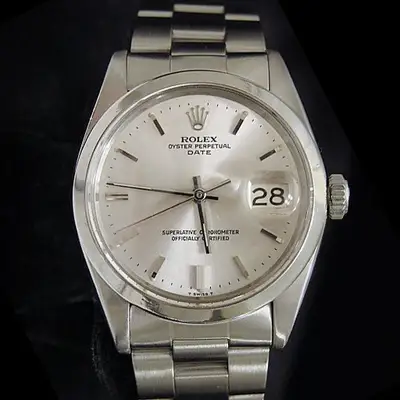 Rolex Date Stainless Steel Domed Bezel