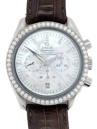 Omega Omega Speedmaster Broad Arrow Automatic Watch Diamond Dial & Bezel