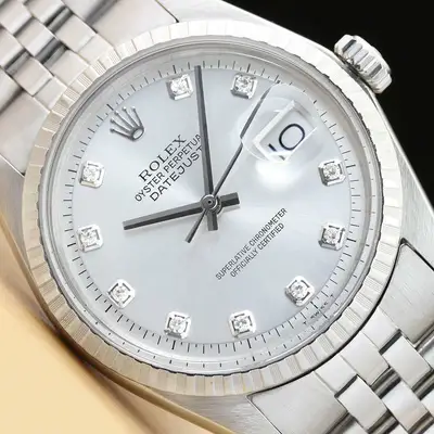 Rolex DATEJUST 1603 SILVER DIAMOND STAINLESS