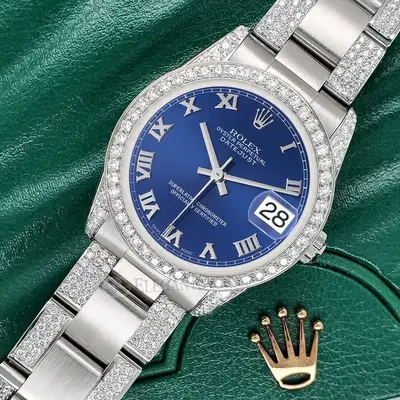 Rolex Datejust Midsize Blue 3.5ct Diamond