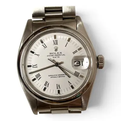 Rolex Date Steel White Roman Oyster