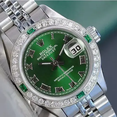 Rolex Datejust Stainless Steel Green Roman