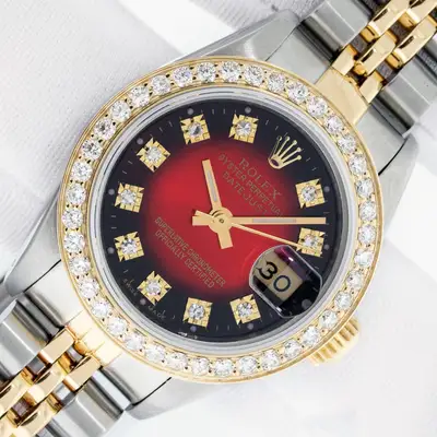 Rolex DateJust Red Vignette Steel and